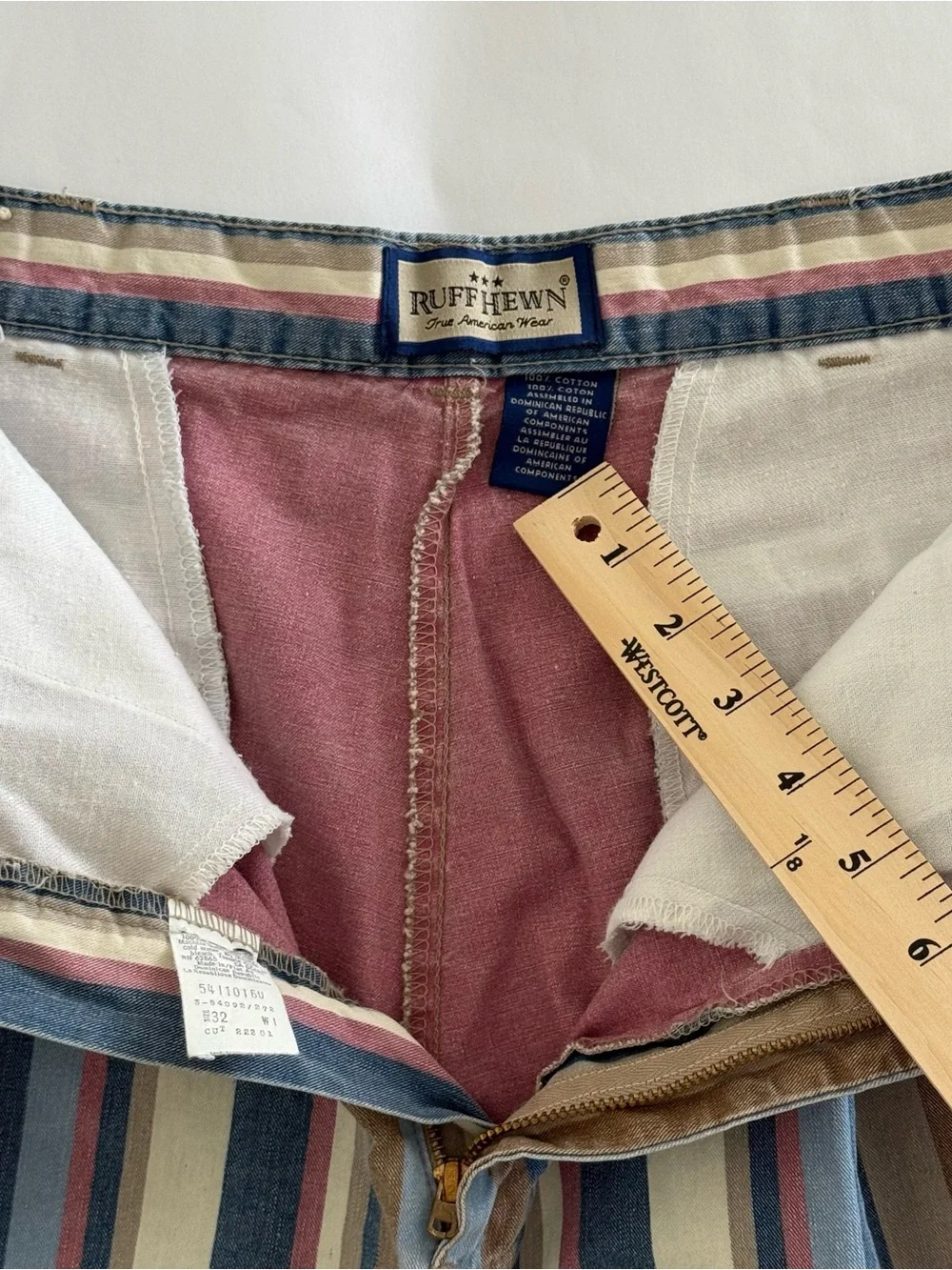 Vintage Ruff Hewn Striped Pleated Men’s Shorts Size 32 X 7” Granpa Chic 80s 90s